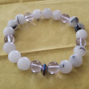 Tourmilated quartz druk alexandrite bracelet